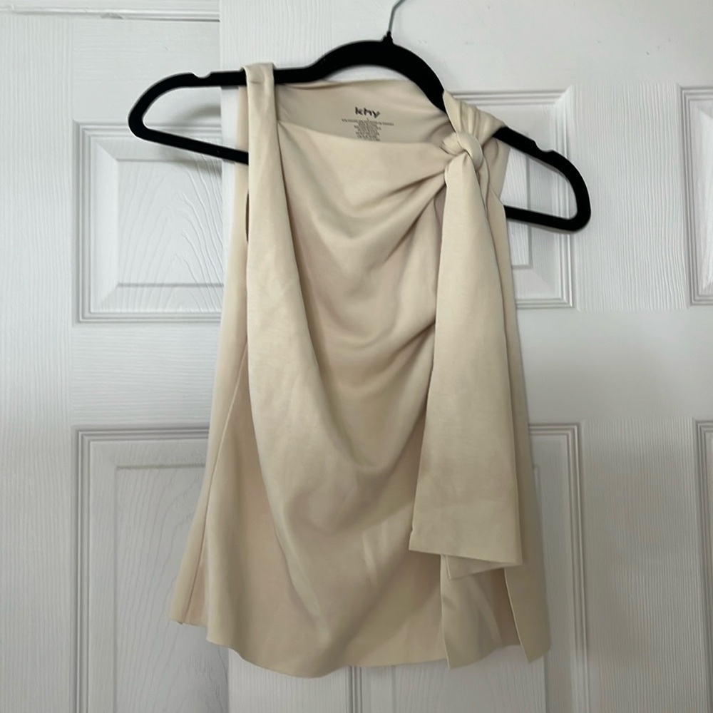 Khy SUEDED STRETCH KNOTTED TOP | STONE - S
